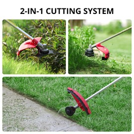 AMERISUN Weed Wacker Gas Powered 26cc, Gas Trimmer Edger Mower 2 in 1, Weed Eater 2 Cycle Air-Cooled Engine 10'' Brush Blade 16'' Cutting Width with Rubber Handle & Shoulder Strap Quick Start