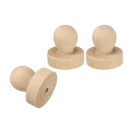 PATIKIL 38mm Stamp Wood Round Handle, 3Pcs Wooden Knobs Stamp Mounts Drawer Pulls for Stamp Making DIY Crafting Scrapbooking, Brown