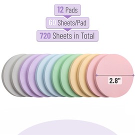 Mr. Pen Round Sticky Notes - 12 Pads, 720 Sheets, Morandi Color, 2.8" x 2.8" Circle Sticky Notes