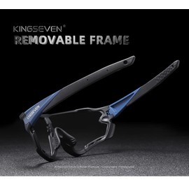 Kingseven Polarised Cycling Glasses for Men Women Bicycle MTB Road Bike Sunglasses with 4 Interchangeable Lenses LS-911 (White/Blue)
