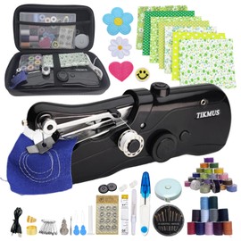 Handheld Sewing Machine for Bginners, Mini Sewing Machine for Quick Stitching, Portable Sewing Machine with Sewing Supplies Suitable for Clothes, Jeans, DIY, Home, Travel (Black)