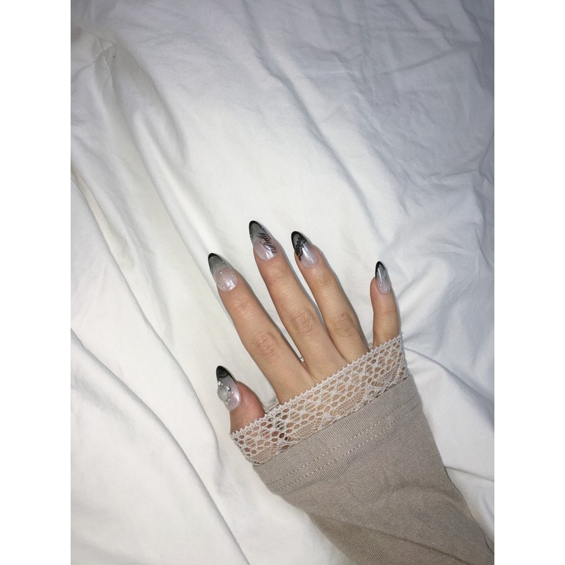 [Lettering Nail High Quality] Noir Grace Nail Tips - Almond
