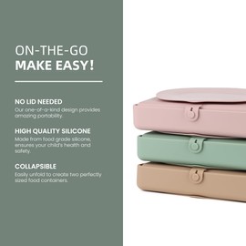 Nearbyme Silicone Baby Plate, Foldable & Compact Food Grade Silicone Plates, Foldable Toddler Travel Essential with Suction for Toddlers (Cambridge Blue)