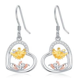 SIMONLY Sunflower Axolotl Earrings 925 Sterling Silver Sunflower Dangle Earrings Axolotl Jewelry Gift for Women Christmas Mother Day