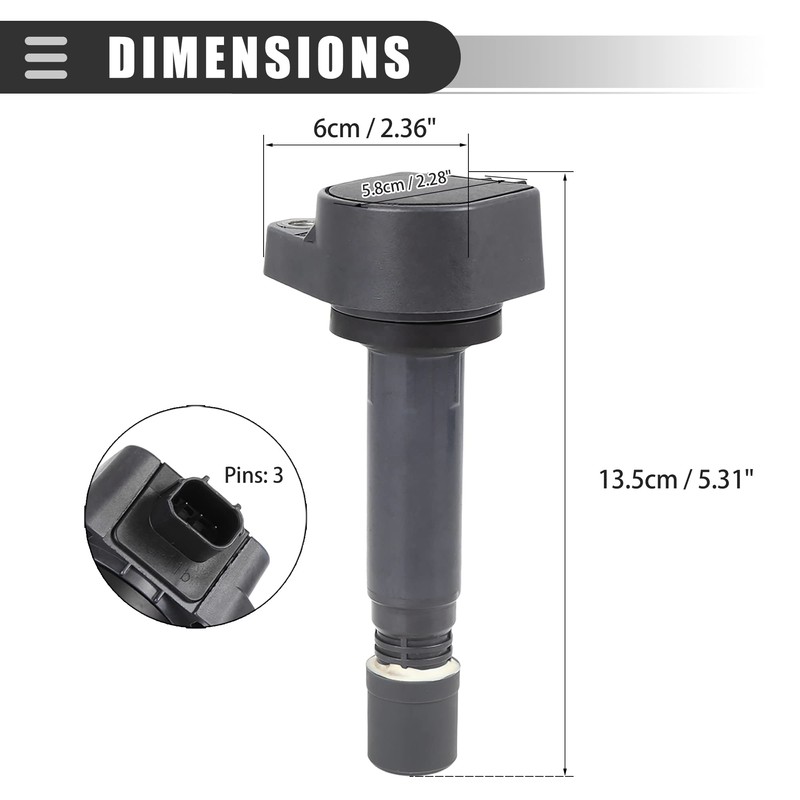 Motoforti Car Ignition Coil, for Acura MDX 2010-2013, Metal, 30520-RN0-A01,
