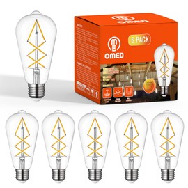 OMED Fishbone Filament LED Edison Bulbs, 60 Watt Equivalent ST64 E26 Dimmable Vintage Light Bulbs, 600Lumen 4000K Daylight White Spiral Old Fashioned Light Bulbs for Dining Room and Island Kitchen