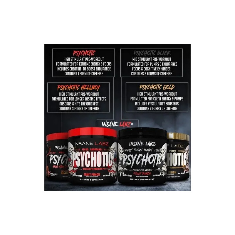 Pre Entreno Psychotic Black Insane Labz Oxido Nitrico L