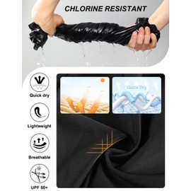 Mycoco Women's Long Bike Swim Shorts UPF 50+ Swim Bottom Board Shorts Rash Guard Shorts Black 16