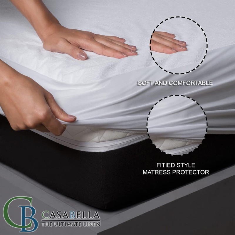 Casabella New Waterproof Terry Towel Matress Protector 12" Fitted Bed