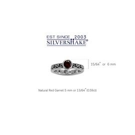 Silvershake Natural Garnet 925 Sterling Silver Stack Stackable Filigree Ring Size 5