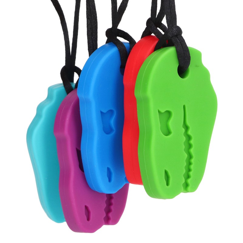 5pcs Infants Teething Necklace Silicone Exercise Senses Soothing Gum Chewing