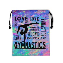 Bolsa de agarre de gimnasia abstracta de amor – Bolsas de agarre de gimnasta azul púrpura para ejercicios, silueta deportiva con cordón, bolsa de pintura de tinta, bolsa de cuerda de atleta para apretones, toalla de zapato, Gimnasia Azul Púrpura, 9.25" x
