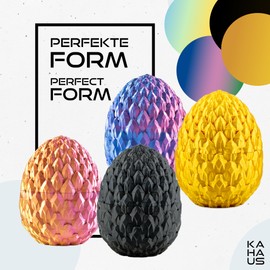 3D Dragon in the Egg - Dragon Egg with Dragon 7 cm Figure | Pack of 4 Large Eggs | Multicoloured Hatching Surprise Dragon | Movable Fantasy Toy & Collectible Figure for Children