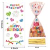 WRBAJIS Birthday Cellophane Candy Bags Clear Happy Birthday Goodie Bags