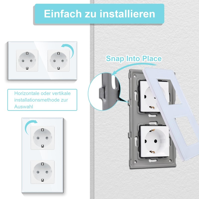 CNBINGO Glass Triple Socket Flush-Mounted in Grey - Triple Schuko