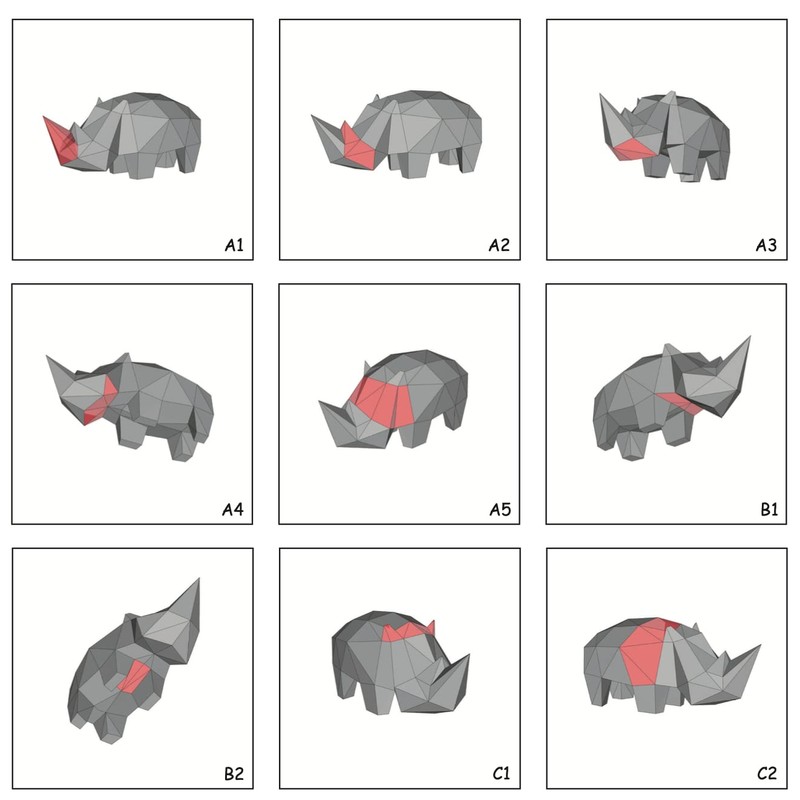 Yona DIY, Small Rhino Papercraft Kit, Small Rhino Paper Model,