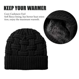 Chalier Cozy 2 Pack Mens Hats Slouch Beanie Hat Knitted Baggy Skull Cap Black Beanies Hats for Mens Gifts(Black+Grey)