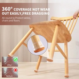 Yehorin Chair Leg Protectors for Hardwood Floors, Felt Chair Furniture Pads feet Covers for Wood Hardwood Floors Protector, Clear Square Silicone Felt Pads for Smooth Moving 16Pcs (Fit 0.9 "to 1.1")