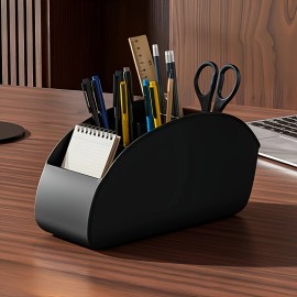 Black PU Classic Multifunction Remote Control Holder 5-Slot Desktop Organizer Box Space-Saving Home Office TV Station Storagecolor: Black, size: 20*7*10cm