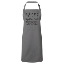 Fabulous Premium Kitchen Apron 365 Days Together but Who's Counting Wedding Anniversary Celebration Gift Ideas Couple Marriage, gray