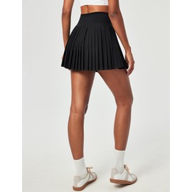 IUGA Pleated Tennis Skirt High Waisted Golf Skirts for Women with Pockets Athletic Skirt Skort with Build-in Shorts Black