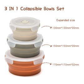 Imagination Junction - Contenedor plegable de silicona para almacenamiento de alimentos, 400 ml, 600 ml, 900 ml, 3 unidades