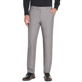 Van Heusen Men's Flex Straight Fit Flat Front Pant, Silver Grey, 34W x 34L