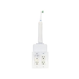 Electric Toothbrush Holder | Wall Mount | Compatible with Oral-B Holds 1 Charger, Mounts on Double GFCI/Decora Outlet ONLY. (Charger/Brushes NOT Included) | White, OB1-G-SDV