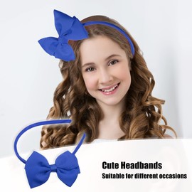 VOCOSTE Bow Headband, Fashion Cute Polyester Hairband for Teens, Dark Blue, 5.9 x 4.4 Inches