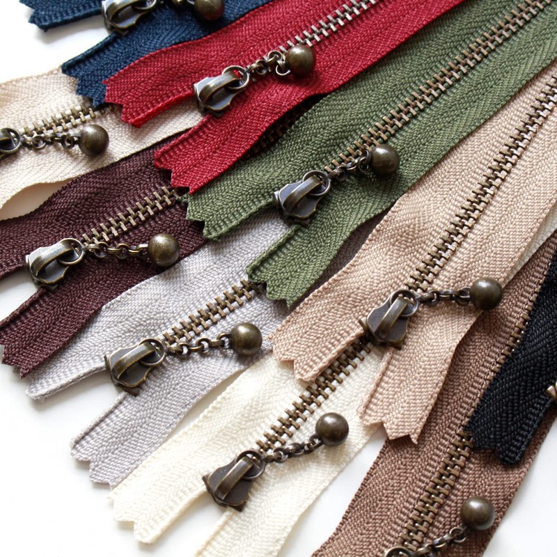 Y.K.K YKK Zipper with Beads, 3.9 inches (10 cm), Antique