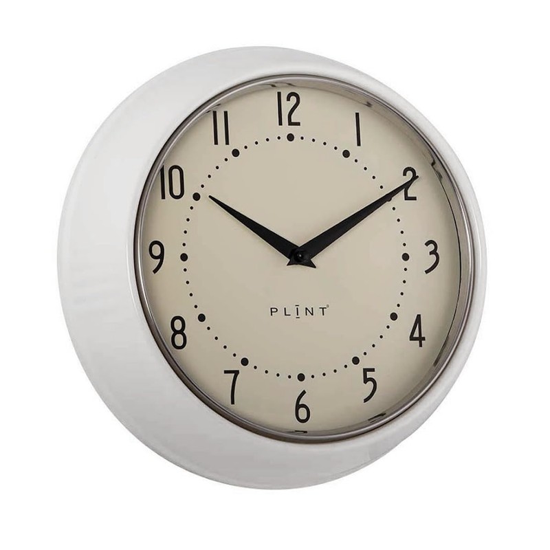 LS-LebenStil Vintage Metal Wall Clock Cream White 23 cm Kitchen