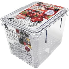 Kokubo KK-646 Transparent Vegetable Storage Container with Grate, Small, Made in Japan, Clear, Easy to See Inside and Stackable, For Organizing in the Refrigerator