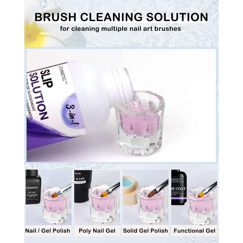 LOUINSTIC Poly Nail Gel Slip Solution - 4oz Slip Solution