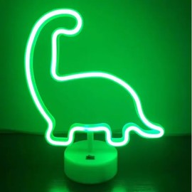 Neon Dinosaur Lamp LED Light - Bright LED Dino Night Light for Kids and Unique Room Decor