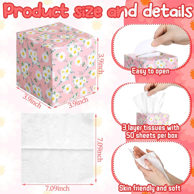 Fourluoo 12 Pack Valentine's Day Facial Tissues Cube Boxes Face