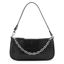 YIUOR Handbag with Chain Strap Retro Faux Leather Classic Clutch Bag Small Shoulder Purse for Women