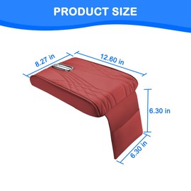 Mandark Car Center Console Cover, Leather Memory Foam Auto Armrest Cushion, Waterproof Comfortable Vehicle Arm Rest Pad with Tissue Box and Storage Bag, Universal for SUV, Truck, RV（Red）