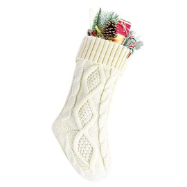meioro Christmas Stockings Cable Knit Stocking Christmas Decorations Goodie Bags Gift Fireplace Xmas Tree Stocking Ornaments for Holiday Family Friends (Length 14",Pack of 1, White)