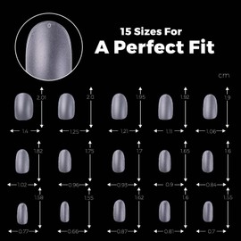 Maniology 300pcs Full Cover Nail Tips for Extension in 15 Sizes - Short Round, Press On Nails