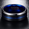 NUNCAD Men's Rings 8mm Black Blue Tungsten Wedding Ring for