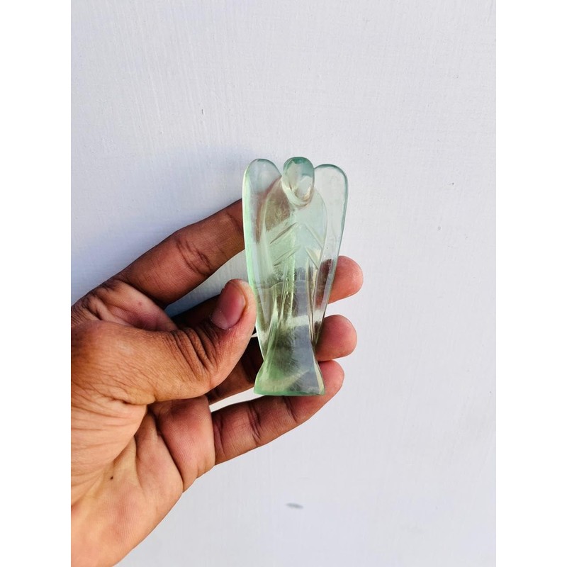 Natural Green Fluroite Crystal Angel Handmade Crystal Home Office Decorative