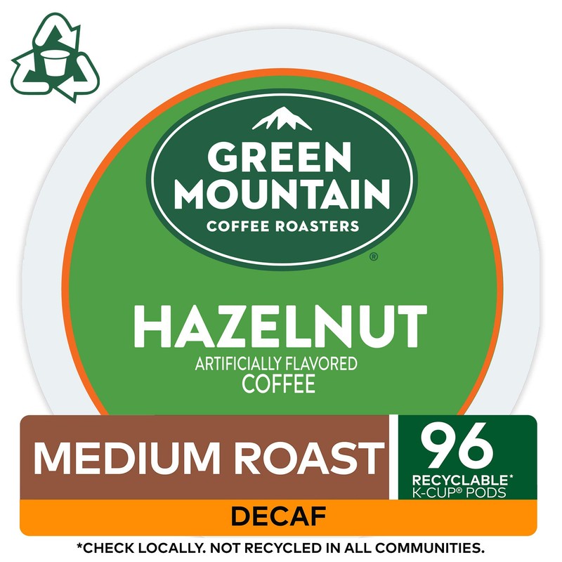 Green Mountain Coffee Roasters Hazelnut Decaf Coffee, Keurig Single-Serve K-Cup