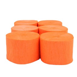 ANCLLO 6 Rolls 4.5cm x 25m Crepe Paper Party Streamers Backdrop Hanging Decorations for Birthday Party, Wedding and Festival Decorations (Orange)