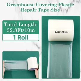 CREATCABIN 3.93" 32.8' Greenhouse Repair Tape Greenhouse Cover Plastic Sheeting Tape Clear Green House Covering Patch Repair Clear PE Resistant Coverings Film Tape for Seaming and Sealing Waterproof