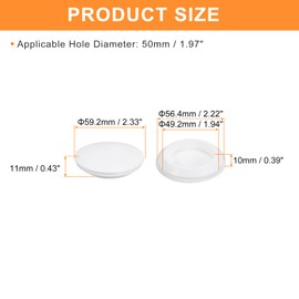 UXCELL Silicone Plugs - 1Pcs Rubber Round Snap in Locking Hole Stoppers, Waterproof Hole Plugs for 50mm Metal Tube, Furniture End Caps Inserts, White