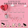 Valentines Press on Short Square Nails 24Pcs Dark Red Love