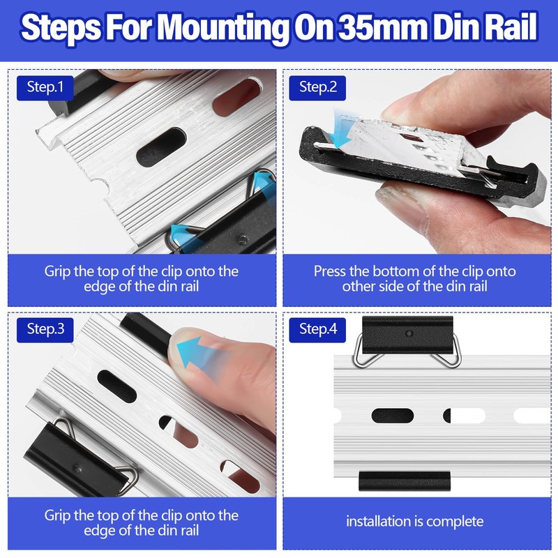 Hicarer 10 Pcs Din Rail Mount Clip 1.08 Inches Width