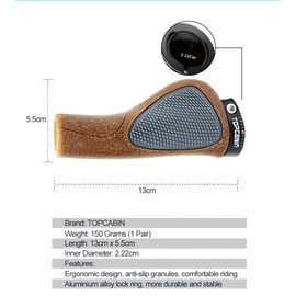 TOPCABIN Bicycles Handlebar Grips, Aluminum Lock-on Ergonomic Bike Grips, Cushion Vibrations Comfort Bike Handlebar Grips, Mountain MTB BMX Bicycles Grips for Scooter (Ergonomic(Wood Grain))