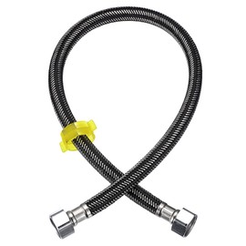 uxcell Faucet Supply Line Connector, G1/2 Female x G1/2 Female 24 Inch Long Braided 304 Stainless Steel Water Supply Hose, Black