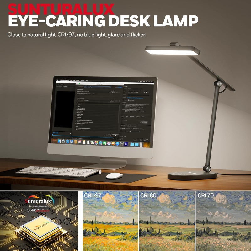 Honeywell Desk Lamp for Home Office, H4 Sunturalux™ Eye-Caring LED